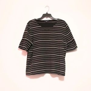 Tommy Hilfiger Black Striped Ruffled Shirt